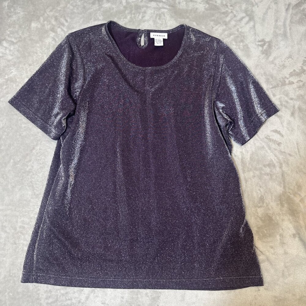 Women’s Avenue Metallic Top Purple Shimmer Size 18/20 - Picture 3 of 11
